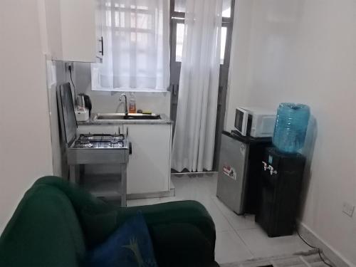 a kitchen with a sink and a couch in a room at Magenche in Ongata Rongai 
