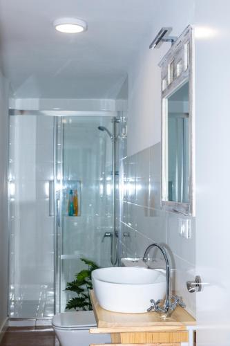 a bathroom with a toilet and a sink and a shower at El Refugio de La Condesa Carmen in Manzanares