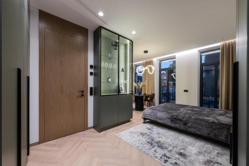 Llit o llits en una habitació de Cozy studio apartment