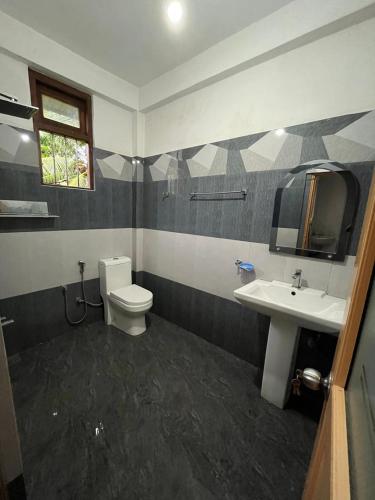 a bathroom with a toilet and a sink at Green Sapphire Home Stay in Anuradhapura