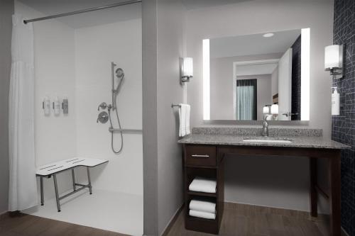 a bathroom with a sink and a mirror at Homewood Suites by Hilton Washington DC NoMa Union Station in Washington, D.C.