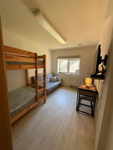 Ferienwohnung Ostblick tesisinde bir odada yatak veya yataklar
