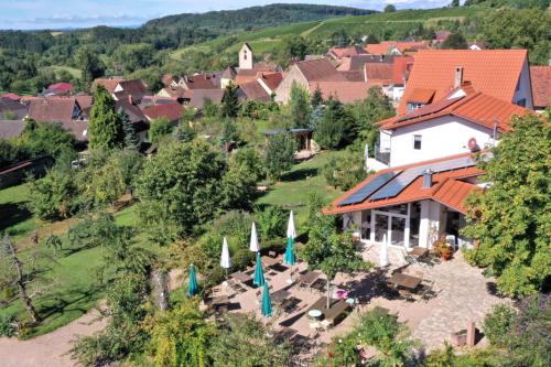 an aerial view of a village with a building at Am Paradies in Müllheim