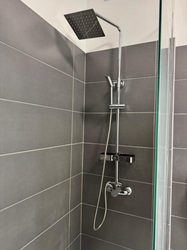 a shower with a shower head in a bathroom at Mira T1 Apartment in Carvoeiro
