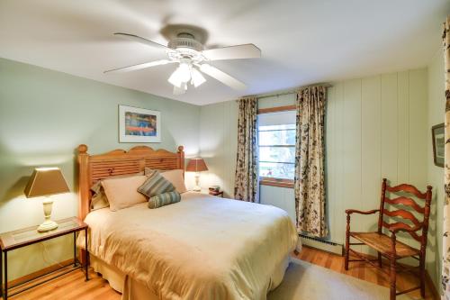 a bedroom with a bed and a ceiling fan at Ephraim Vacation Rental - 3 Mi to Fish Creek Beach in Ephraim