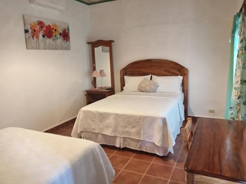 a bedroom with a bed and a mirror at Casa GALLARDO in Danlí