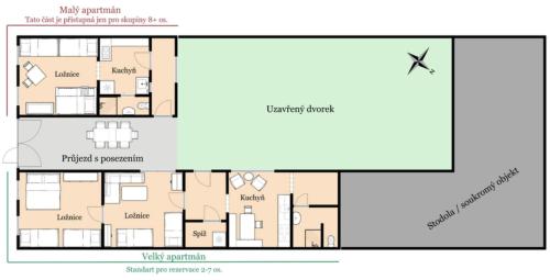 a floor plan of a house at Dráchovský dvorek in Dráchov