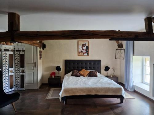a bedroom with a large bed in a room at CHARM & FOLIe in Praslin
