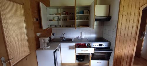 a small kitchen with a sink and a stove at Haus Zink in Bad Mitterndorf