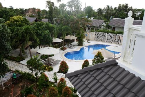 an aerial view of a resort with a swimming pool at Godiva Villa Phu Quoc in Phu Quoc