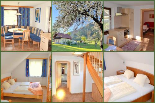 a collage of four pictures of a house at Ferien am Talhof in Sankt Urban