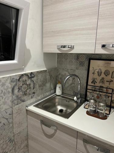 a kitchen with a sink and a counter top at A casa di Lena in Genzano di Roma