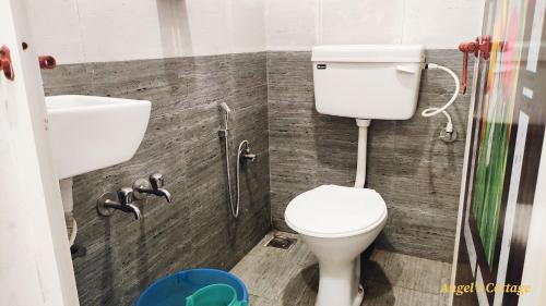 a bathroom with a toilet and a sink at Angel's Cottage in Munnar