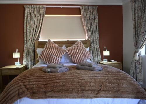 a bedroom with a bed with pillows and a window at Ongersfontein gasteplaas in Richmond