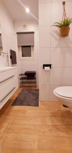 a bathroom with a sink and a toilet in a room at 't Tjilpplekje, 4-persoons chalet met privé hottub in Voorthuizen