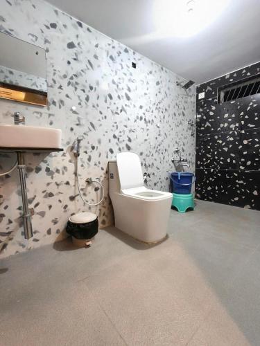 a bathroom with a toilet and a sink at Dream Hampi Villa & Home Stay in Hampi