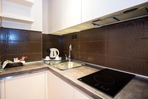 Kuchyň nebo kuchyňský kout v ubytování Hotel Vlaho