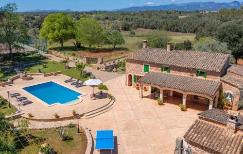 an aerial view of a house with a swimming pool at Es Campets in Sencelles