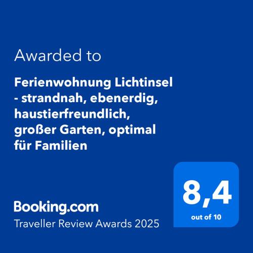 a screenshot of a phone screen with the text wanted toarenthoodgivinglinedemarket at Ferienwohnung Lichtinsel - strandnah, ebenerdig, haustierfreundlich, Terrasse und Garten, viel Platz in Steinberg