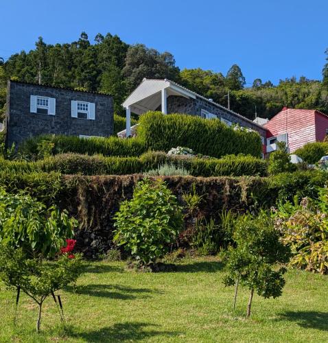 a house on a hill with bushes and trees at Casas do Horizonte in Ribeiras