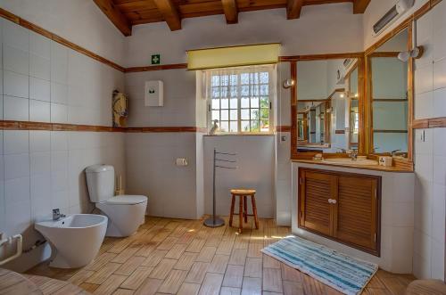 a bathroom with a toilet and a sink and a mirror at Quinta Velha by GT House in Portimão