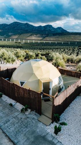 a large tent in the middle of a field at Glamping boutique bajo las estrellas in Archidona