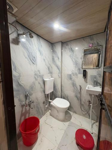 a bathroom with a toilet and a sink at Hotel Riverviewinn in Varanasi