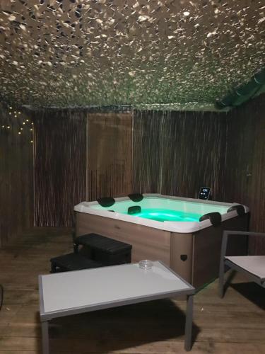 a jacuzzi tub in a room with a ceiling at Loft Évasion - Garage & Spa proche du centre historique in Avignon