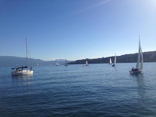 a group of boats floating on a large body of water at Antico Teatro signorile in Salò