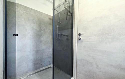 a shower with a glass door in a bathroom at Villa Lux with swimming pool in Baška