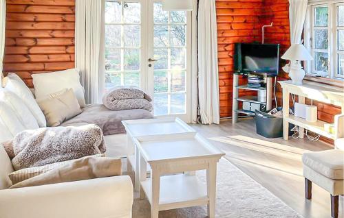 a living room with a couch and a tv at Amazing Home In Hundested With Wifi in Hundested
