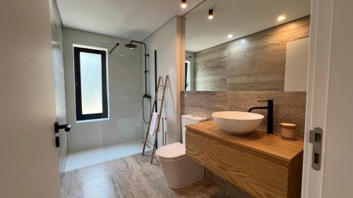 a bathroom with a sink and a toilet in it at Chestnut hill - Geres in Ventosa