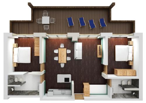 a floor plan of a room with a bathroom at Residence Perwanger in Völs am Schlern