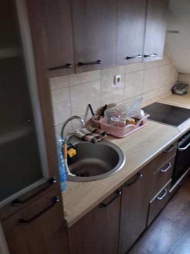 a kitchen counter with a sink and a sink at Stan na dan Mara in Bijeljina