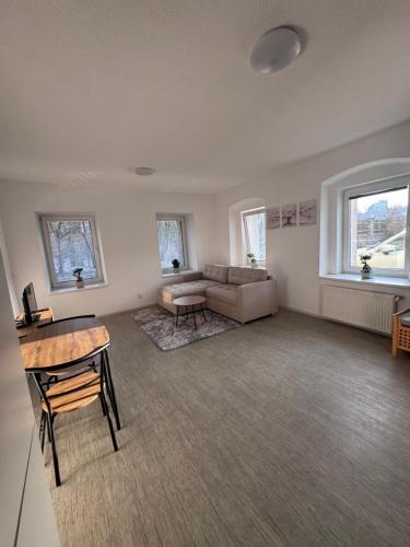 a large living room with a couch and a table at Apartment Krajinka in Cheb