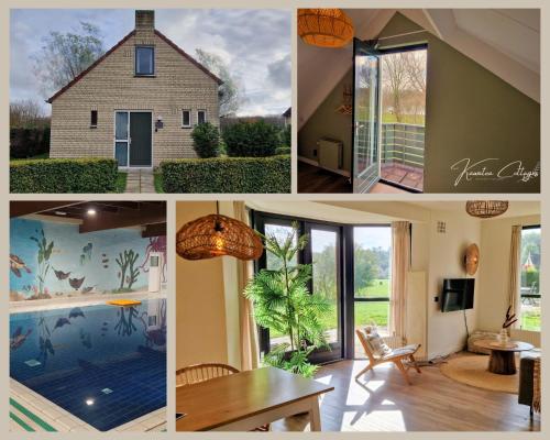 a collage of pictures of a house at Lakeview 'Rotorua' 4-6 pers by Kawatea Cottages in Ewijk