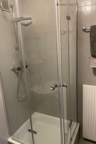 a shower with a glass door in a bathroom at Apartment Appartement Wasserfall by Interhome in Stall