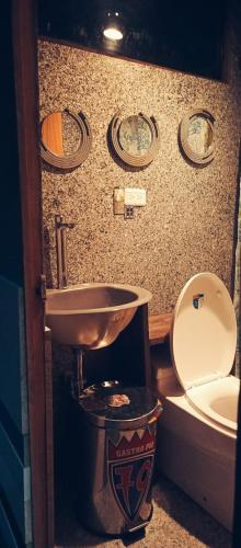 a bathroom with a sink and a toilet at Raíces de Papallacta in Papallacta
