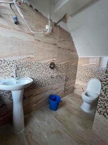 a bathroom with a sink and a toilet at Hangkhim Homestay in Ravangla