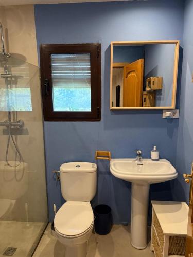 a bathroom with a toilet and a sink at La Caseta del Mas Valls in Rupiá