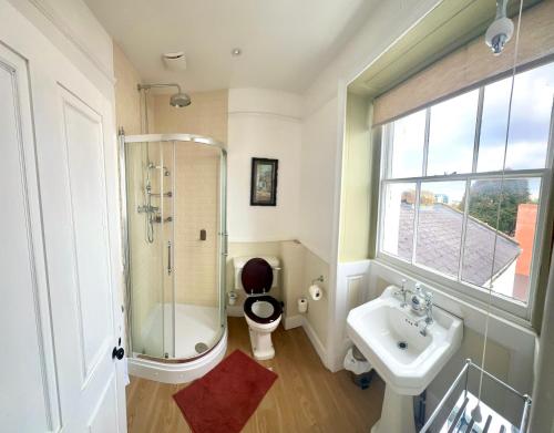 a bathroom with a toilet and a sink at The Dulwich in Cheltenham