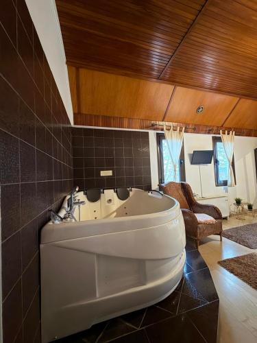 a large bathroom with a tub in a room at Oasi in Kato Loutraki