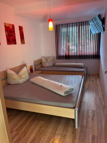 a room with two beds and a window at Ferienwohnung Gritsch Sommercard inclusive in Jerzens