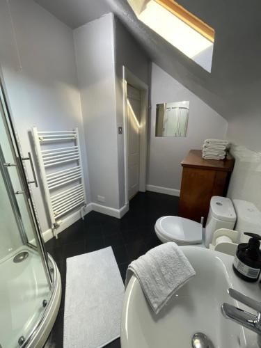 a bathroom with a sink and a toilet at Historic Highland Townhouse in Fort William