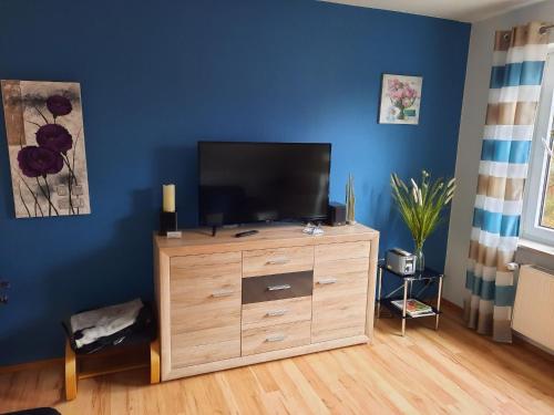 a television on a wooden dresser in a room at Apartment Gill by Interhome in Stelle