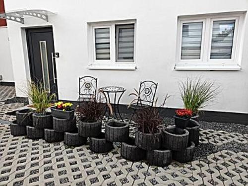 a group of plants sitting in front of a house at Apartment Studio-Wohnung Heide2 mit Terrasse by Interhome in Walsrode