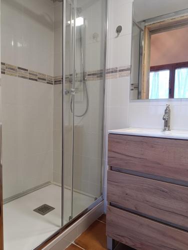a bathroom with a shower and a sink at Masía Can Janàs in Lliçà d'Amunt