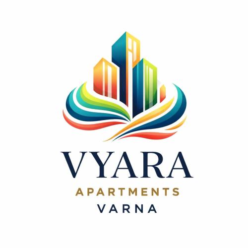 a colorful logo for a company with a book at Vyara apartments 56 in Varna City