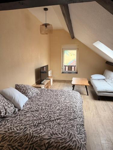 a bedroom with a large bed and a couch at Titi90 in Belfort