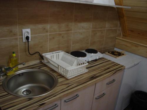 a kitchen counter with a sink and a stove at StaroplaninSki Apartments in Crni Vrh